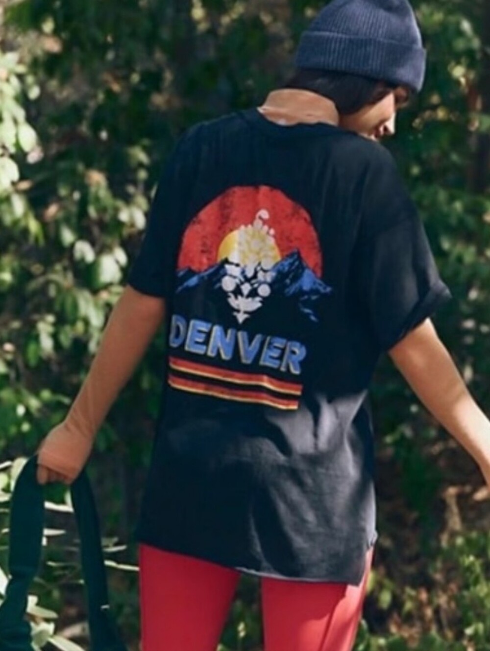 Free People Movement Denver Graphic Tee in Black with Vintage Sunset Print